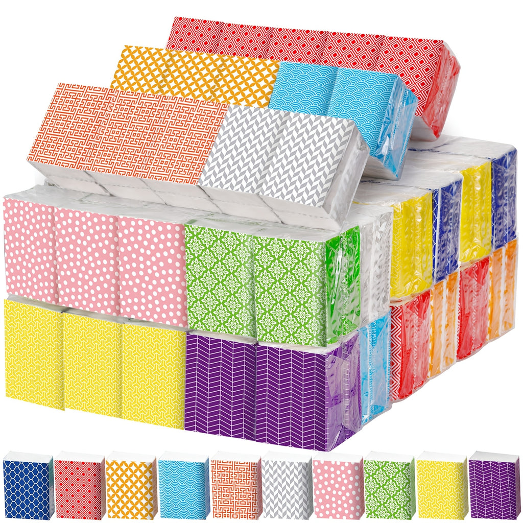 Pocket Tissues 100 Pack Bulk, Geometry Designed Individual Travel Tissue Packs, 3-Ply Soft Facial Tissues for Guests, Celebrations, Graduations, Weddings & Everyday Travel