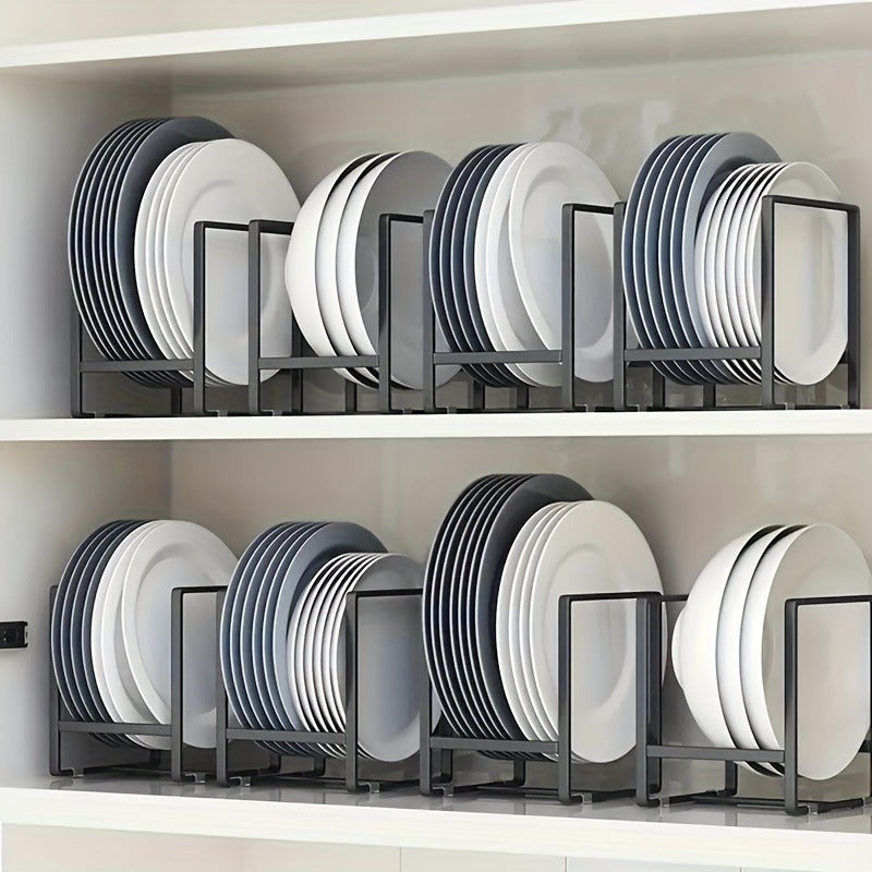 Stainless Steel Dish Rack Plate Organizer Set of 4 | Cabinet Countertop Dish Drainer Space Saving Kitchen Storage for Plates Bowls