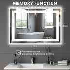 Anti-Fog LED Bathroom Mirror with Dual Light Source & 3-Color Modes | Wall Mount Vanity Mirror | 120V US Plug | 4 Sizes