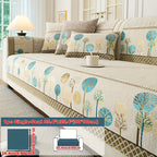 Bohemian Embroidered Sofa Cushion Cover Geometric Tree Leaf Design Pet Friendly Elegant Blue Gold for Living Room Bedroom Office All Sofa Sizes