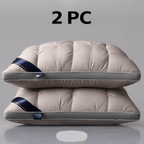 Hotel Quality Bed Pillows - Luxury Soft Polyester Fiber Satin Cover, Deep Sleep Neck Support No-Collapse, Zipper Closure Machine Washable, All-Season, 1/2/3/4-Pack White & Gray