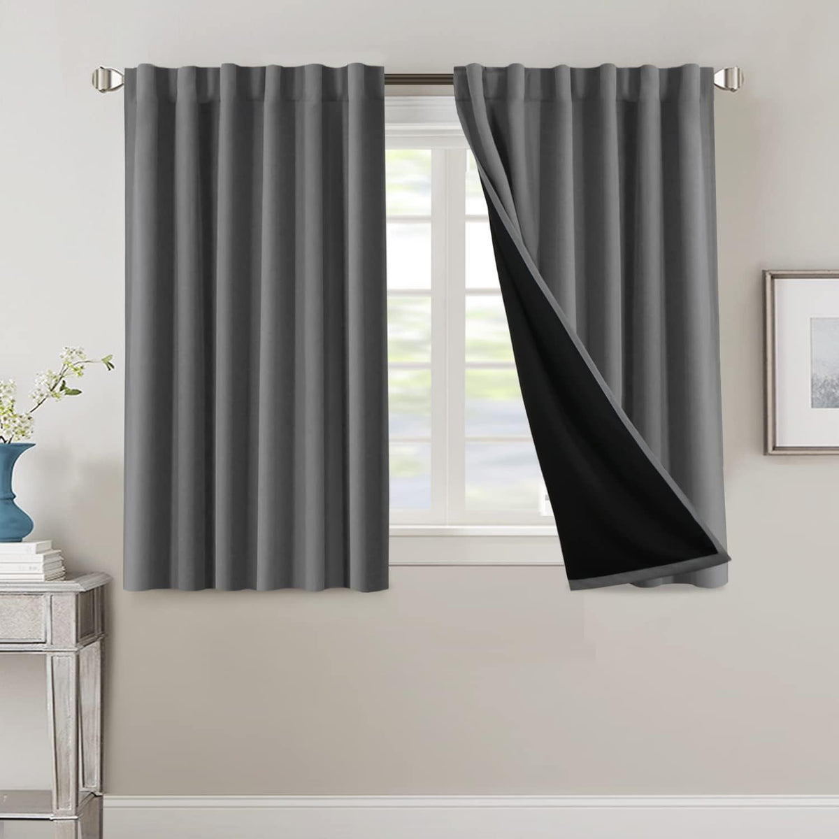 Blackout Curtains 2 Panels 100% Room Darkening 96 Inch Long – Triple Weave Thermal Insulated Back Tab & Rod Pocket Window Drapes for Bedroom & Living Room
