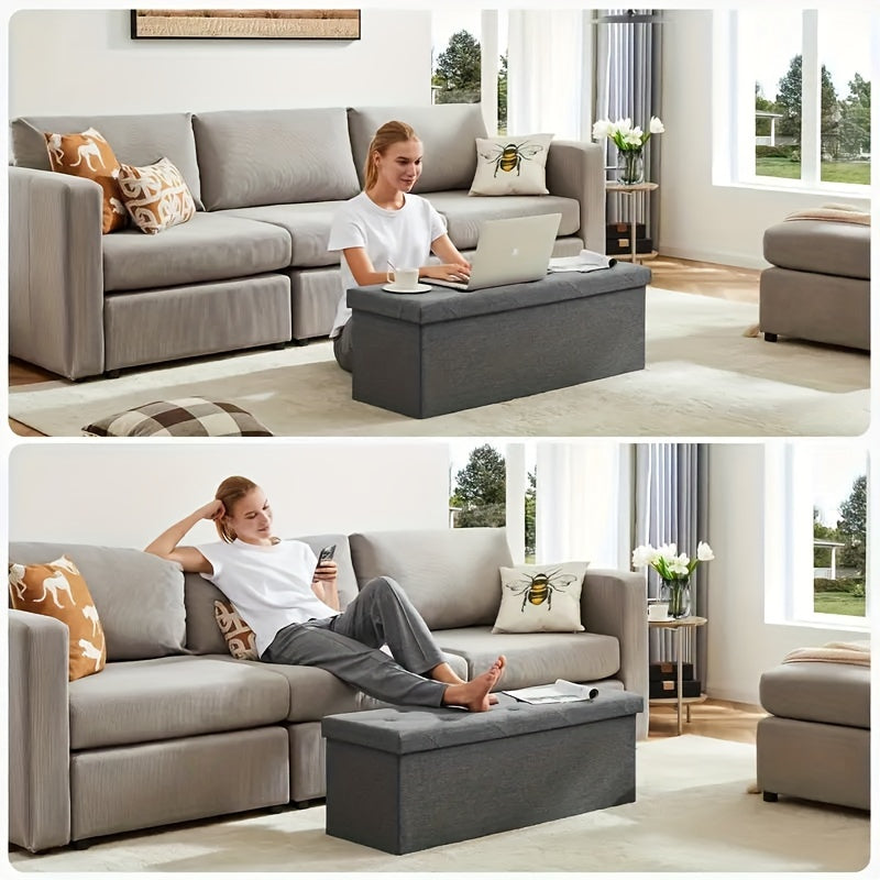 Folding Storage Ottoman Bench 660 lbs Capacity – Large End of Bed Chest with Padded Seat for Bedroom Living Room Entryway, 30 & 43 Inch, Multiple Colors