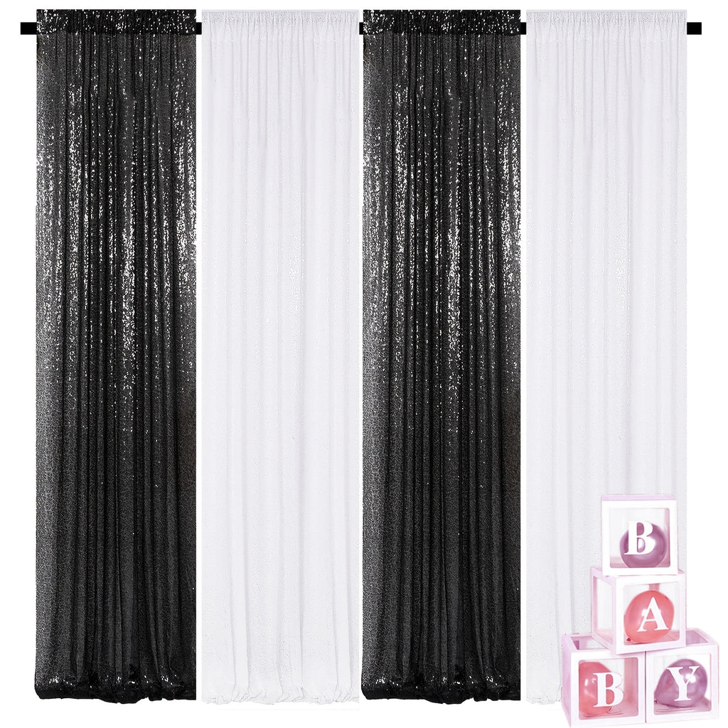 Sequin Backdrop Curtains 4 Panels 2FT x 8FT Glitter Party Decorations for Wedding Birthday Photo Booth Stage Background 30+ Colors