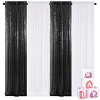 Sequin Backdrop Curtains 4 Panels 2FT x 8FT Glitter Party Decorations for Wedding Birthday Photo Booth Stage Background 30+ Colors