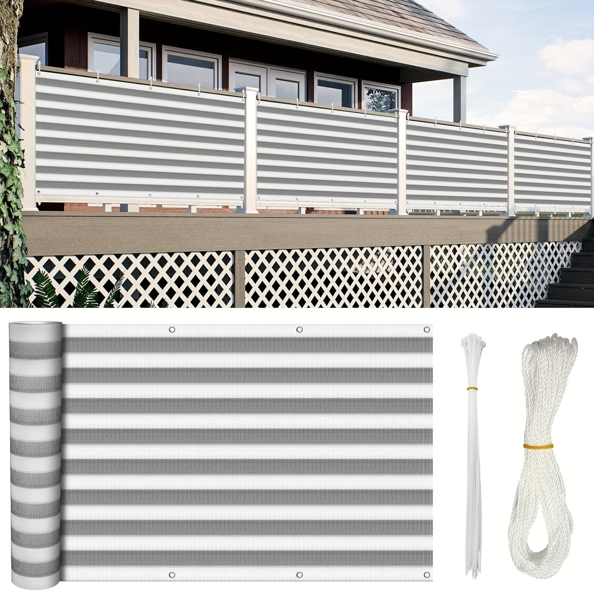 Balcony Privacy Net 3x16ft Fence Cover Mesh Shade Net Windproof Sun Shade Outdoor Screen for Patio Fence Backyard Porch 9 Colors
