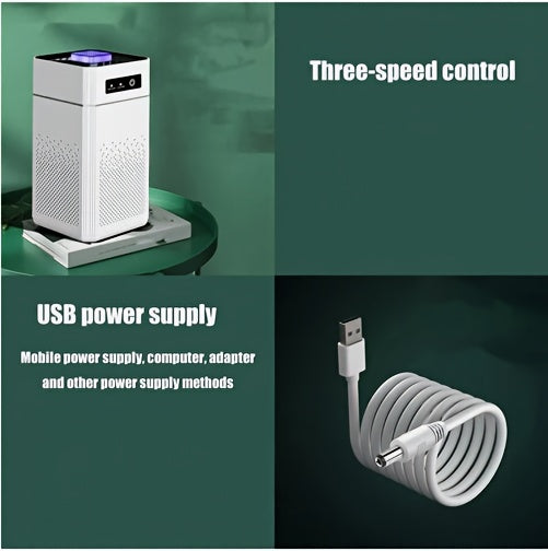 Portable Air Purifier 2 Pack USB Powered Ultra-Quiet 34dB with Replacement Filters – Personal Air Cleaner for Bedroom, Home Office, Desk & Dorm Room, Removes Dust, Allergens & Odors