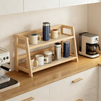 Japanese Natural Wood 2-Tier Cup Rack | Countertop Mug Organizer for Kitchen Living Room Coffee Bar