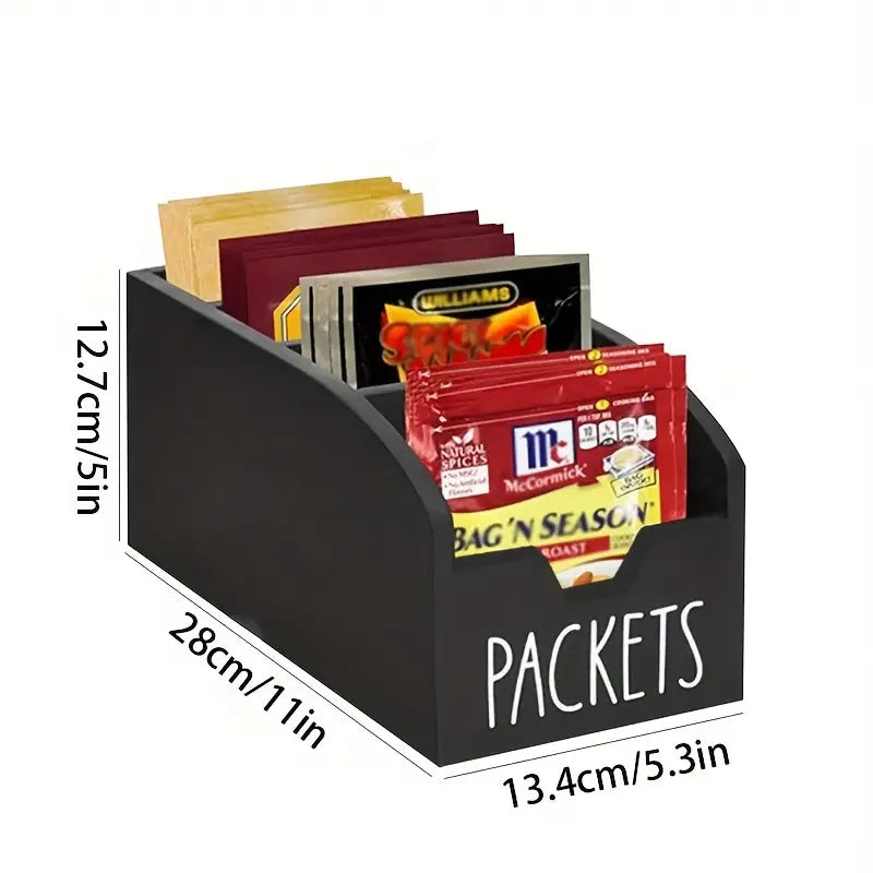 Vintage Wooden Divided Spice Box Farmhouse Kitchen Countertop Storage Organizer for Spices Snacks Small Items Black Brown 1pc or 2pc
