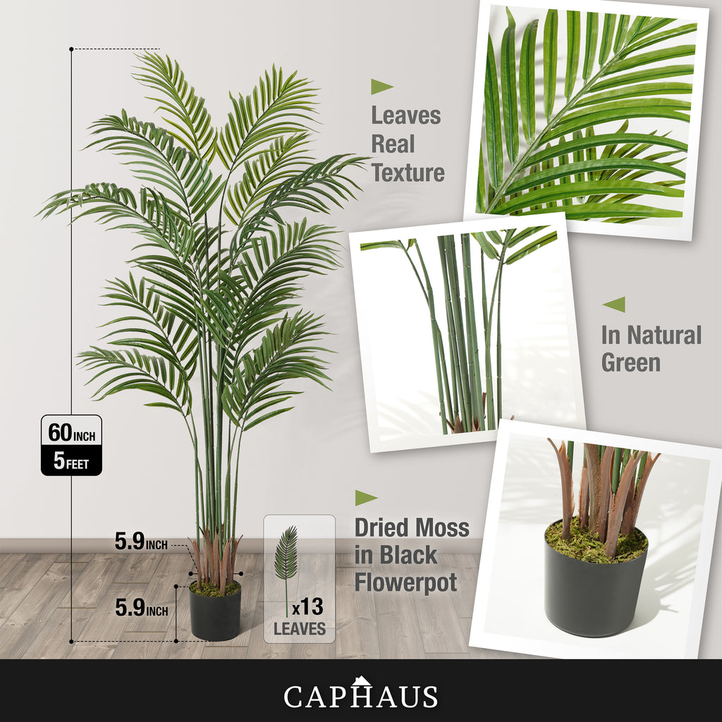 Artificial Palm Tree 5 6 7 Feet Lifelike Faux Potted Plant with Moss Indoor Home Office Living Room Decor Housewarming Gift