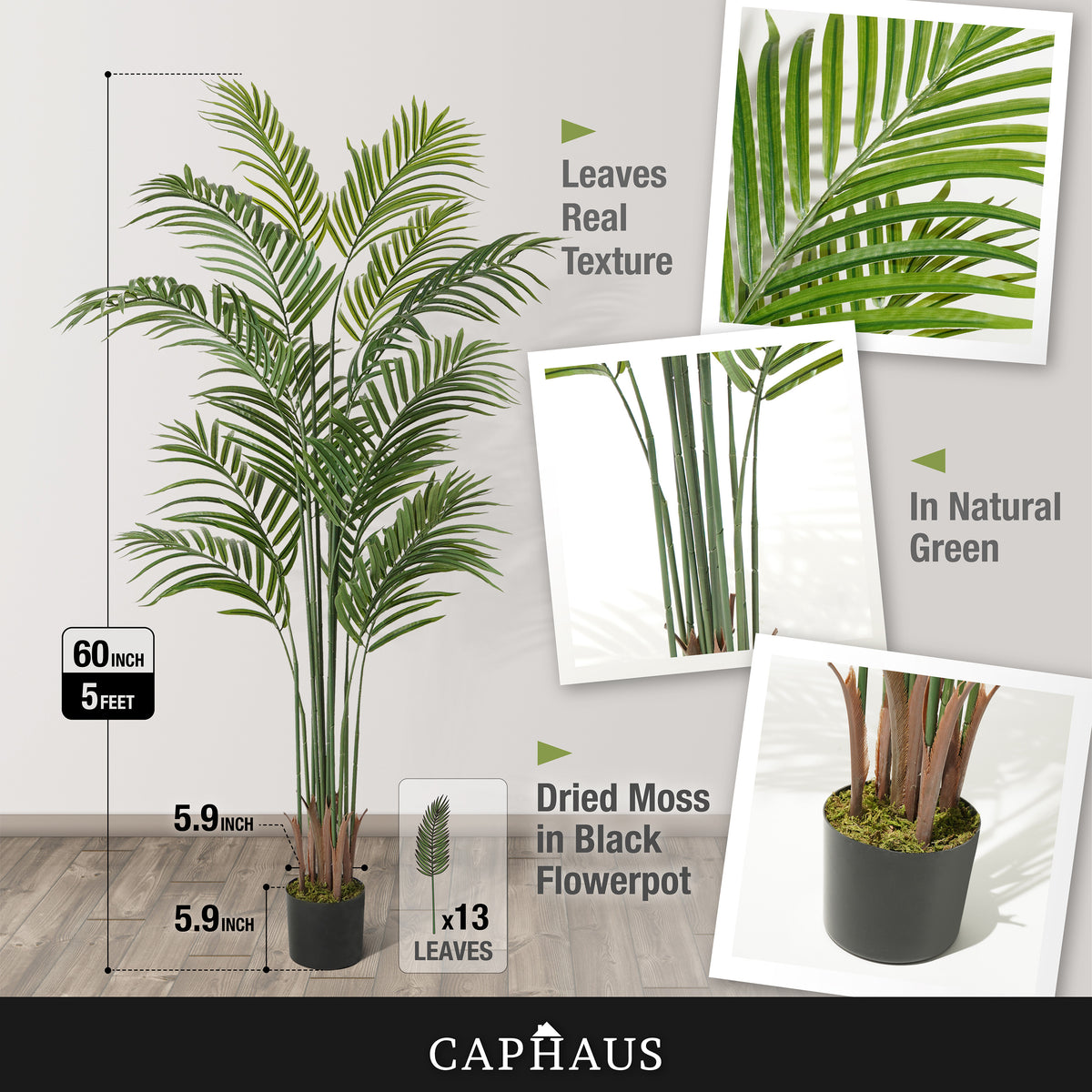 Artificial Palm Tree 5 6 7 Feet Lifelike Faux Potted Plant with Moss Indoor Home Office Living Room Decor Housewarming Gift