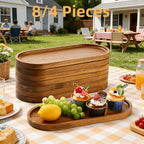 Wood Serving Trays Charcuterie Board Set 4pc 8pc Rectangular Wooden Plates Serving Platter for Cheese Bread Fruit Appetizer Party Buffet