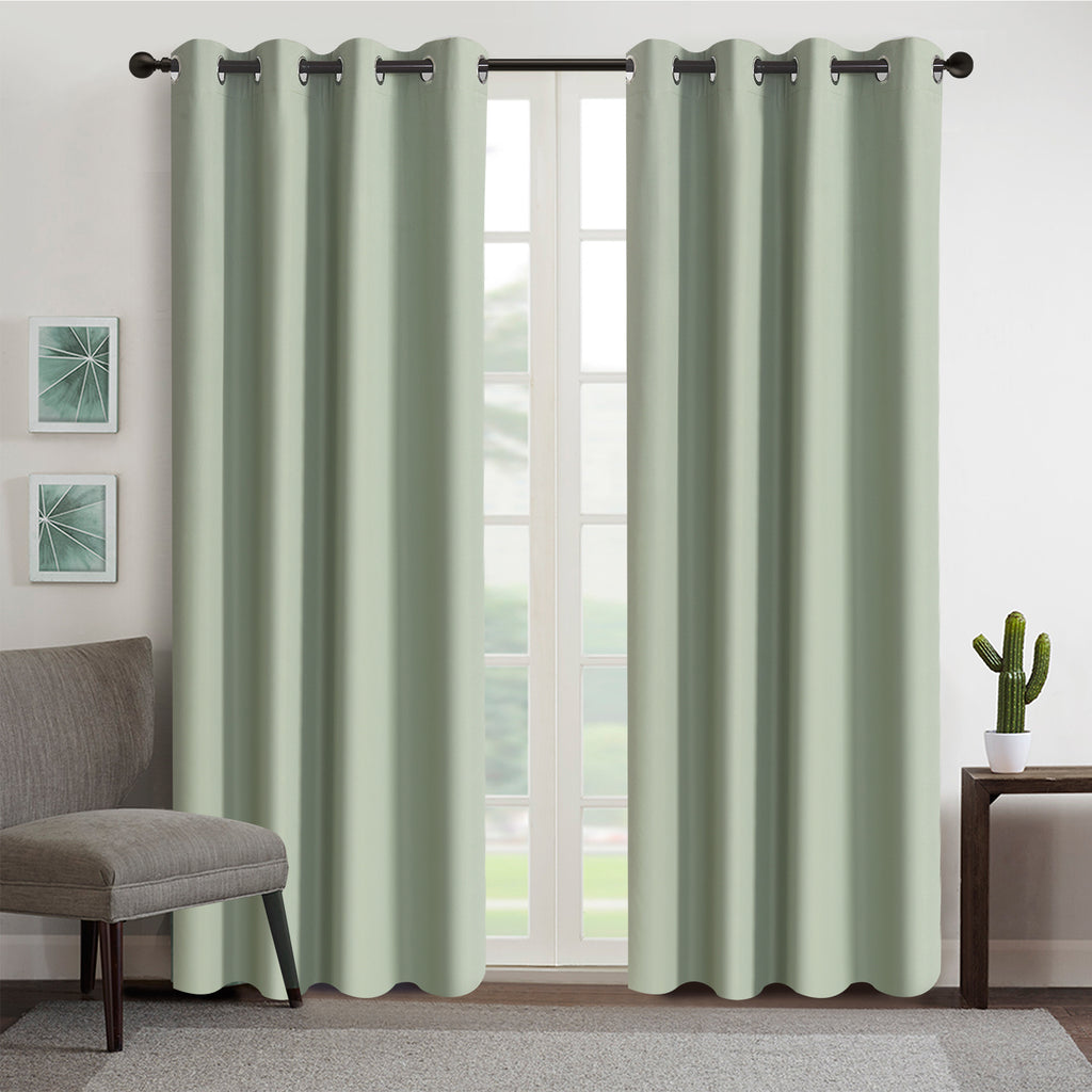 Blackout Curtains Sage Green 100% Light Blocking Thermal Insulated Grommet Drapes – Noise Reducing Energy Efficient Bedroom & Living Room Panels | 5 Sizes Pack of 2