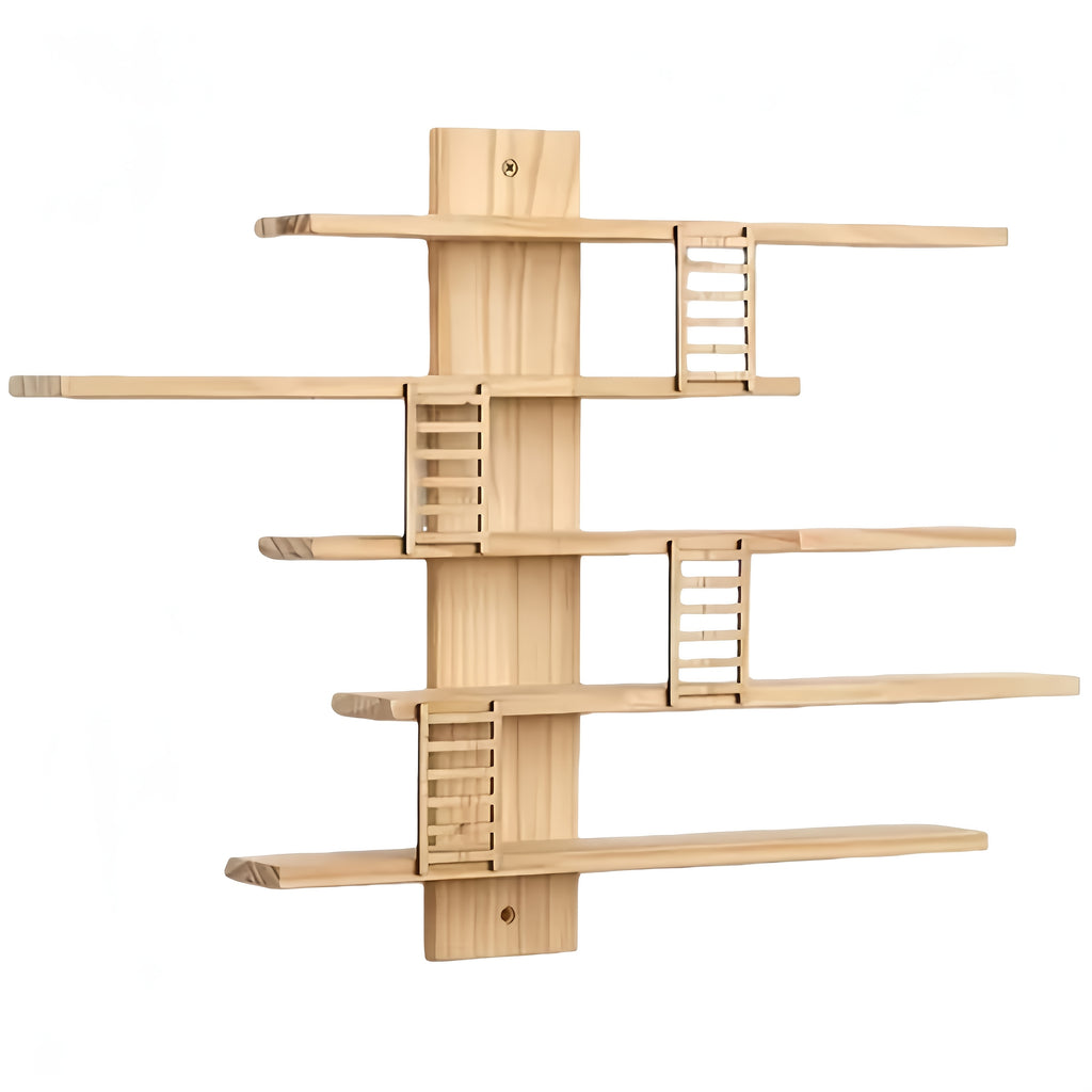 5-Tier Floating Wall Shelves Adjustable Display Rack – Modern Fiberboard Collectible Shelf for Action Figures, Building Blocks, Dolls & Statues, Decorative Storage Unit for Home & Office