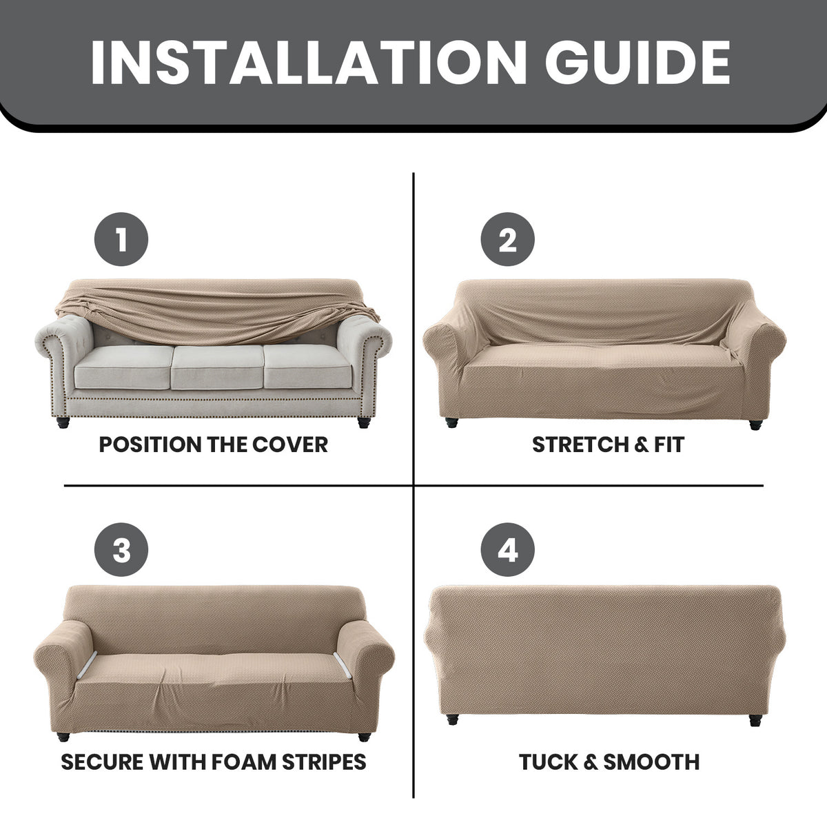Spandex Stretch Sofa Cover Non-Slip Washable Couch Slipcover for 1 2 3 Seater Elastic Furniture Protector Pet & Kid Friendly Living Room Bedroom Home Decor