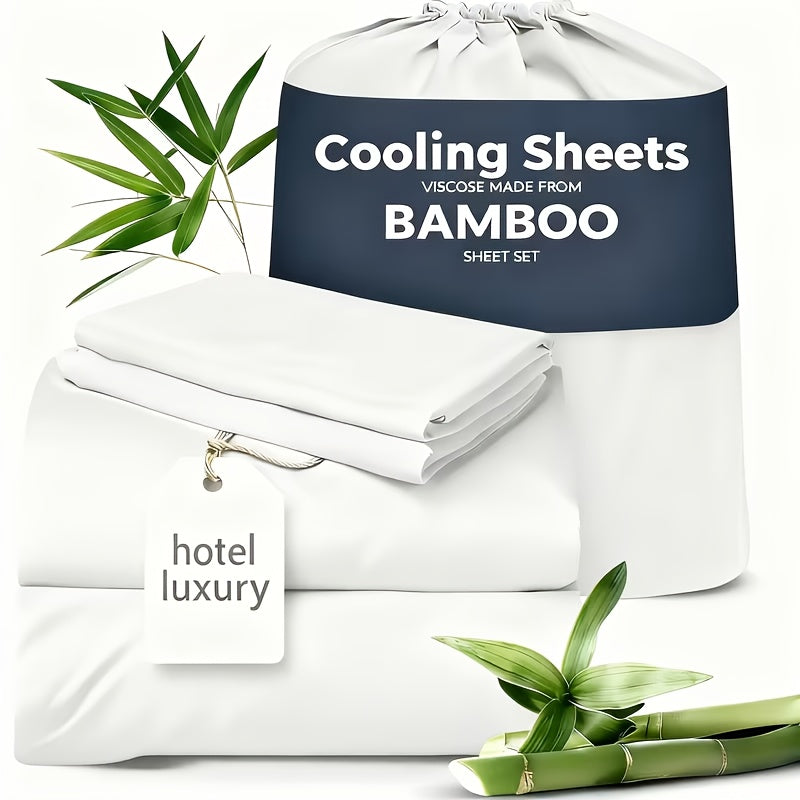 Bamboo Bed Sheets Set 1660TC Ultra Soft Deep Pocket Cooling 3/4pcs – Luxury Fitted Sheet & Pillowcase Set for Twin Full Queen King, 14 Colors