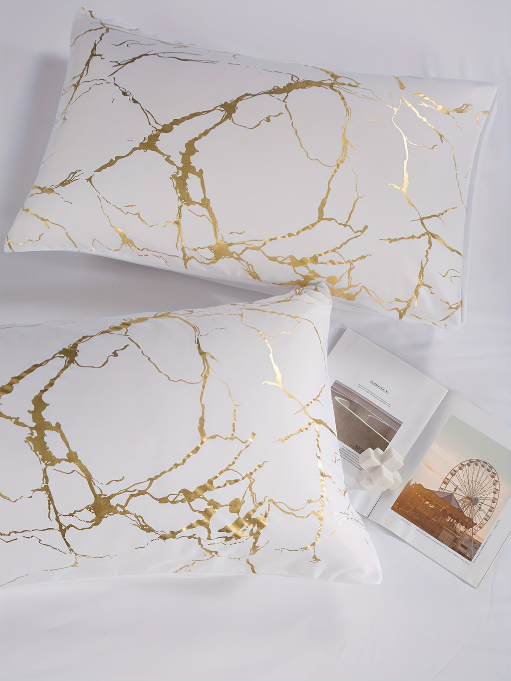 Duvet Cover Set Queen King Twin Full - Bronzing Texture Soft Breathable Bedding, 3-Piece with Pillowcases, All-Season Luxury Bedroom Decor, White Khaki Black