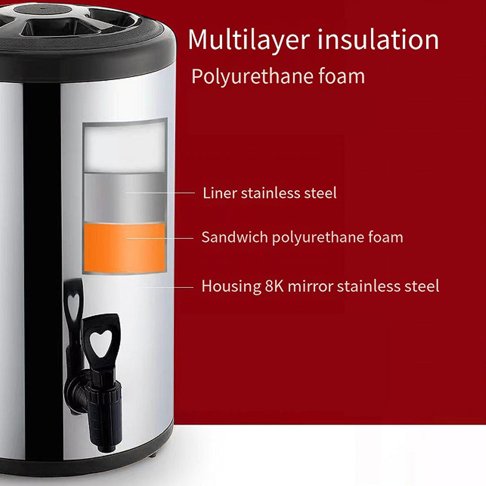 Stainless Steel Insulated Beverage Dispenser with Spigot – Food-Grade 304 Hot & Cold Drink Bucket for Tea, Coffee, Juice & Water, Party Serving Container (6L or 2.11gal)