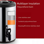 Stainless Steel Insulated Beverage Dispenser with Spigot – Food-Grade 304 Hot & Cold Drink Bucket for Tea, Coffee, Juice & Water, Party Serving Container (6L or 2.11gal)