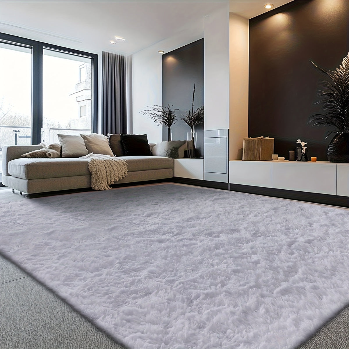 Velvet Shag Area Rug with Non-Slip Backing – Super Soft Plush Indoor Carpet for Living Room, Bedroom & Kitchen, Tie-Dye & Solid Colors, 5 Sizes