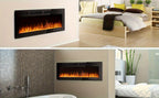 Vitesse Ultra-Thin Electric Fireplace In-Wall Recessed & Wall Mounted Linear Heater Multicolor Flame Timer 750W/1500W Touch Screen Remote Control