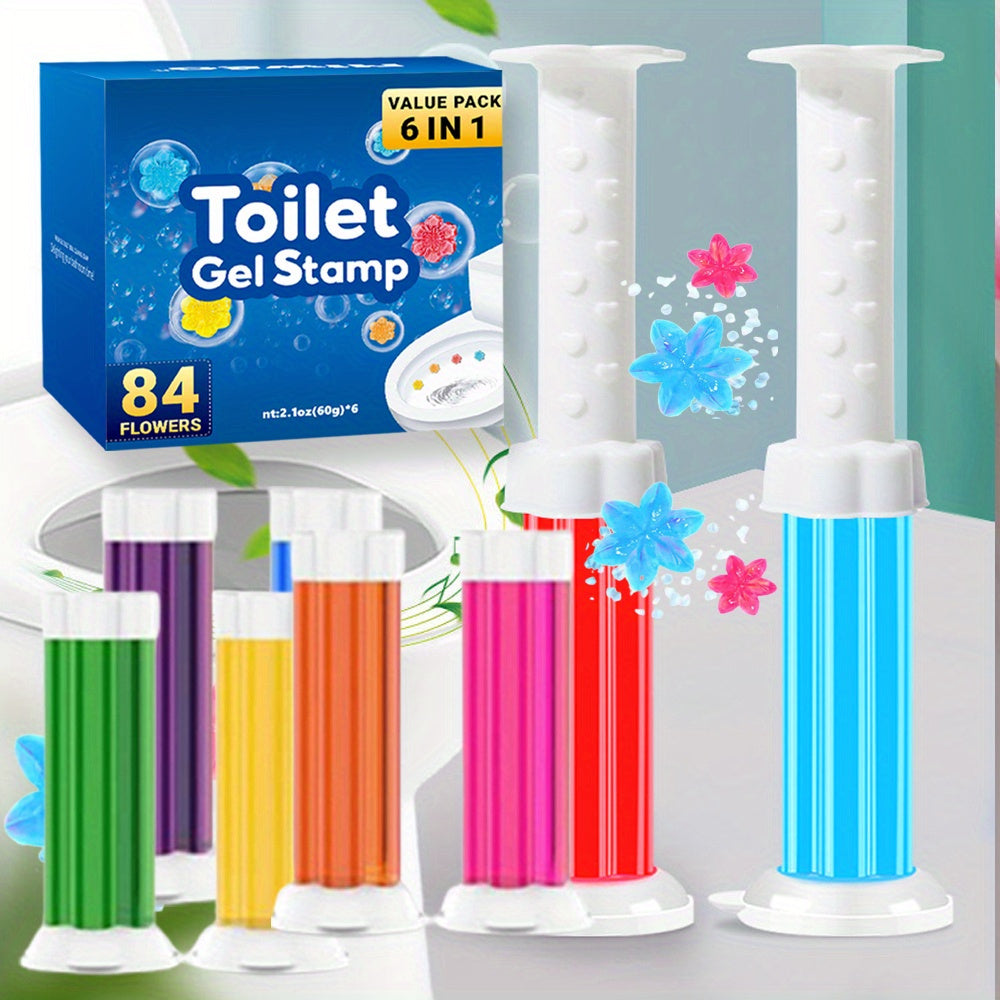 Toilet Bowl Cleaner Gel Stamps with Dispenser – Dissolves Yellow Scale, Water & Urine Stains, Auto-Release Per Flush, Air Freshening Scent, for Toilet, Wash Basin, Bathroom & RV