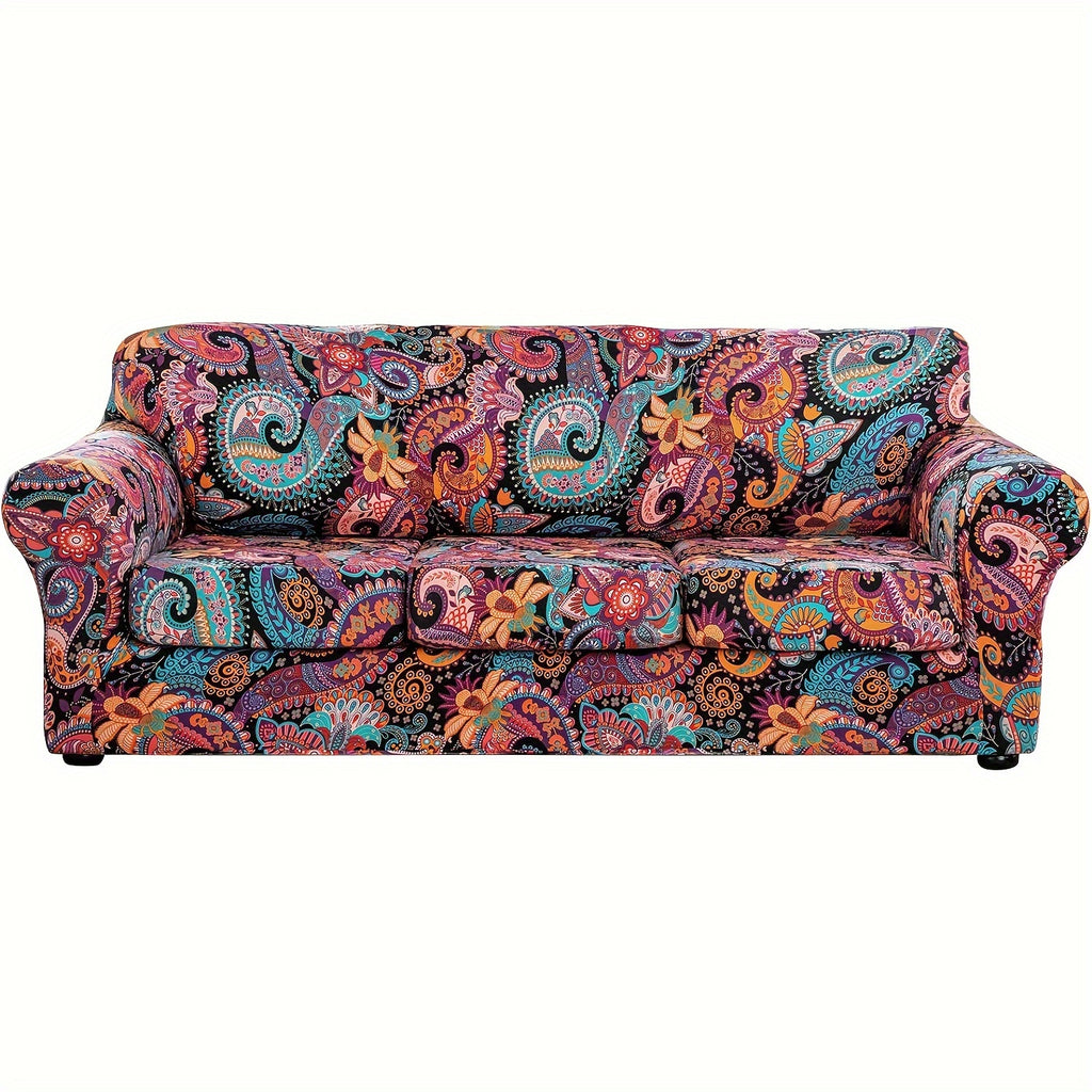 Boho Floral Sofa Slipcover Set with Separate Seat Cushion Covers – Washable Stretch Couch Cover for Armchair Loveseat Sofa, Drawstring Fit, Pet Friendly, 6 Colors
