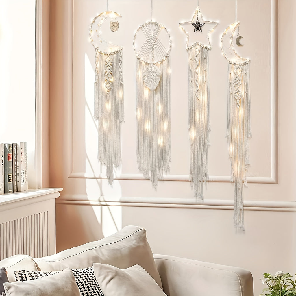 Dream Catcher 4pcs Scandinavian Woven Boho Wall Decor Home Room Decor Gift for Women Mom Grandma Teenage Girls Birthday Gift