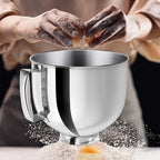 5Qt Stainless Steel Mixer Bowl – KitchenAid Artisan & Classic 4.5-5QT Compatible, Oven-Safe 304 Steel with Ergonomic Handle & Spill-Resistant Lid