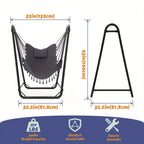 U-Shaped Hammock Chair Stand Double Tube Steel 350 lbs Capacity Rust-Resistant Powder Coat Indoor Outdoor Hanging Lounge Chair with Side Pocket Free Grey Swing