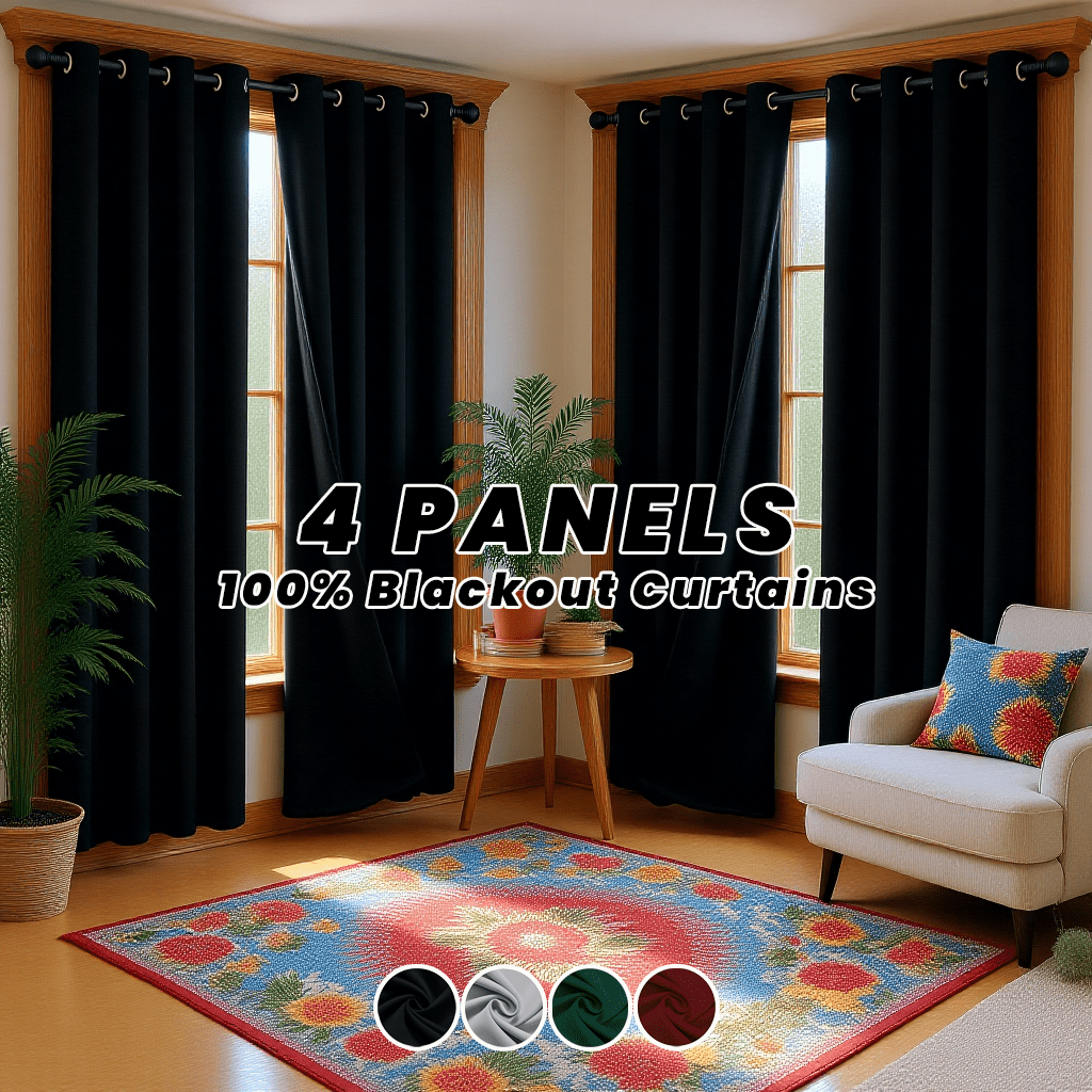 4-Panel 100% Blackout Velvet Curtains – Thermal Insulated, Noise Reducing, Privacy | Living Room & Bedroom | 4 Colors, 6 Sizes | Nuvia Haven