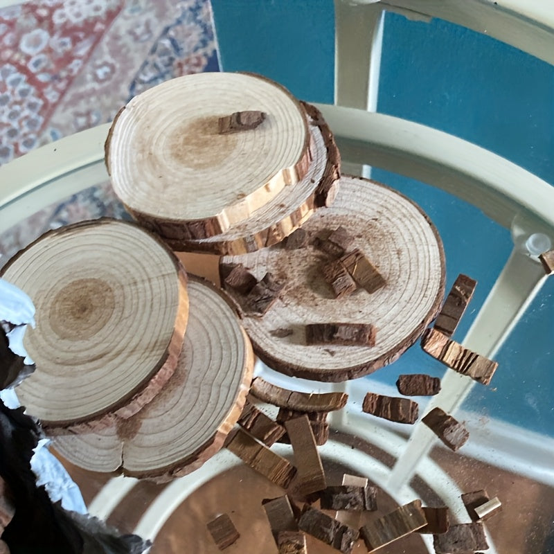 Wood Log Slices 28pcs Natural Tree Bark Rounds 2.7–3.5 Inch Unfinished Wooden Discs for Crafts Christmas Decor Coasters Wedding Centerpieces Woodworking DIY Art