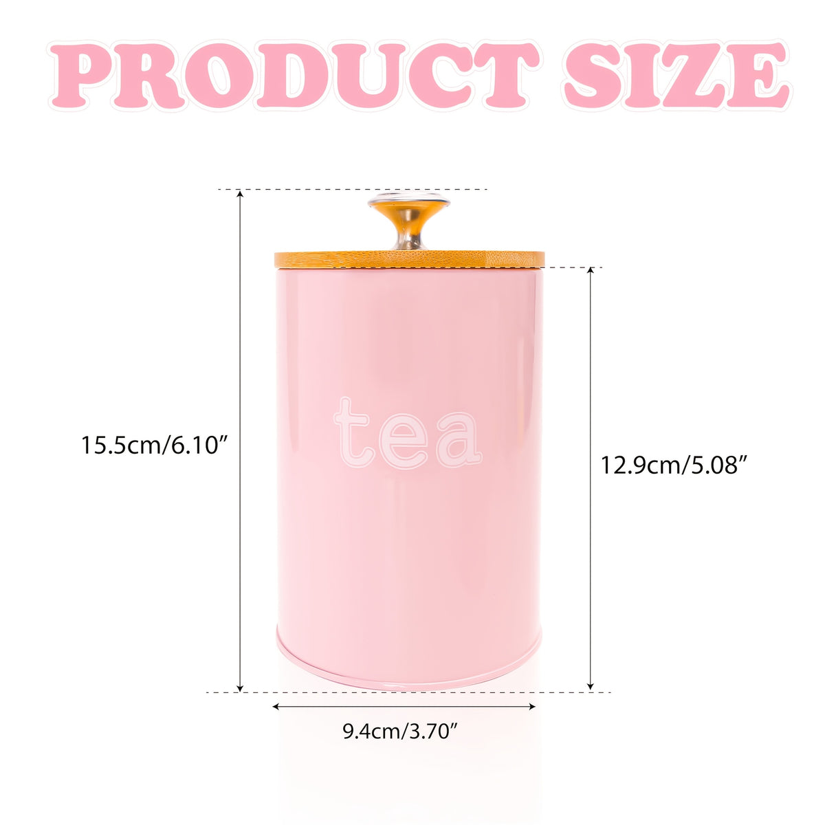 Airtight Storage Canister Set of 3 with Bamboo Lid & Metal Base - Stackable Kitchen Pantry Jars for Tea, Coffee, Spices, Nuts, Grains & Dry Goods, Pink Canister Set