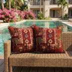2-Pack Turkish Moroccan Throw Pillows with Inserts Reversible Floral Boho Decorative Pillow 18x18 Inch Polyester Square Cushion Zip Cover for Sofa Couch Bedroom Living Room 7 Colors