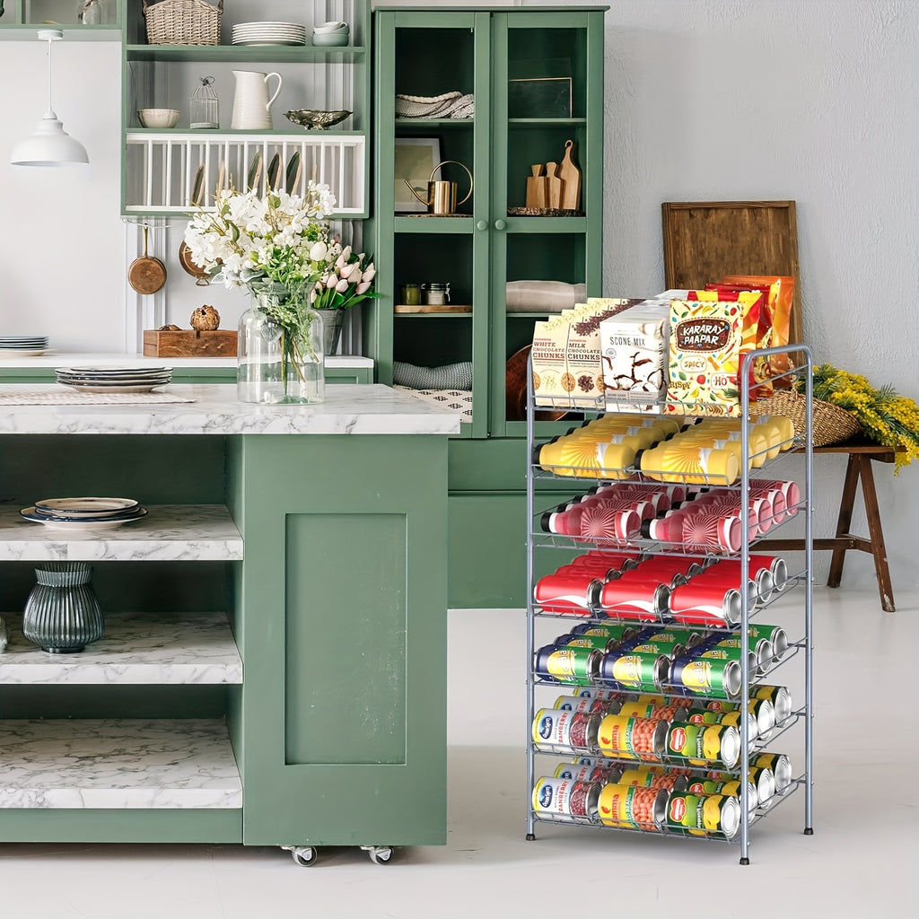 7-Tier Can Rack Organizer for Pantry | Holds 84 Cans Metal Can Dispenser with Adjustable Dividers for Kitchen Cabinet