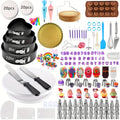 540PCS Cake Decorating Kit with 4 Springform Pans, Rotating Turntable & 55 Icing Tips – Complete Baking Supplies Set with Piping Bags, Fondant Tools & Cupcake Liners for Beginners