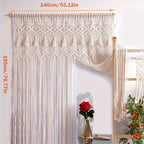 Bohemian Macrame Tapestry Wall Hanging – Large Vertical Handwoven Cotton Boho Wall Decor for Bedroom, Living Room, Wedding Backdrop & Hallway, Cream White Woven Wall Art