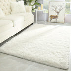 Fluffy Shag Area Rug for Living Room & Bedroom – Soft Non-Slip Plush White Carpet, Cozy Modern Indoor Shaggy Floor Mat, 4x6 5x7 6x9 8x10 ft Large Home Decor Rug