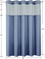 Hookless Waffle Shower Curtain Liner Set with Snap-In Liner Double Layer Window Panel – 6ft x 74.8 Inch Easy-Clean Polyester Bathroom Curtain for Home & Hotel