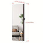 Full Length Mirror Jewelry Armoire Cabinet 2-in-1 Lockable Over-the-Door Organizer with Jewelry Storage for Makeup Accessories – Hanging Mirror with Baskets Bins Hooks for Bedroom