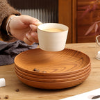 10-Piece Wood Grain Dinner Plates Set 7.8 Inch Thickened Plastic Plates Salad Breakfast Serving Trays Family Dining Multi-Use