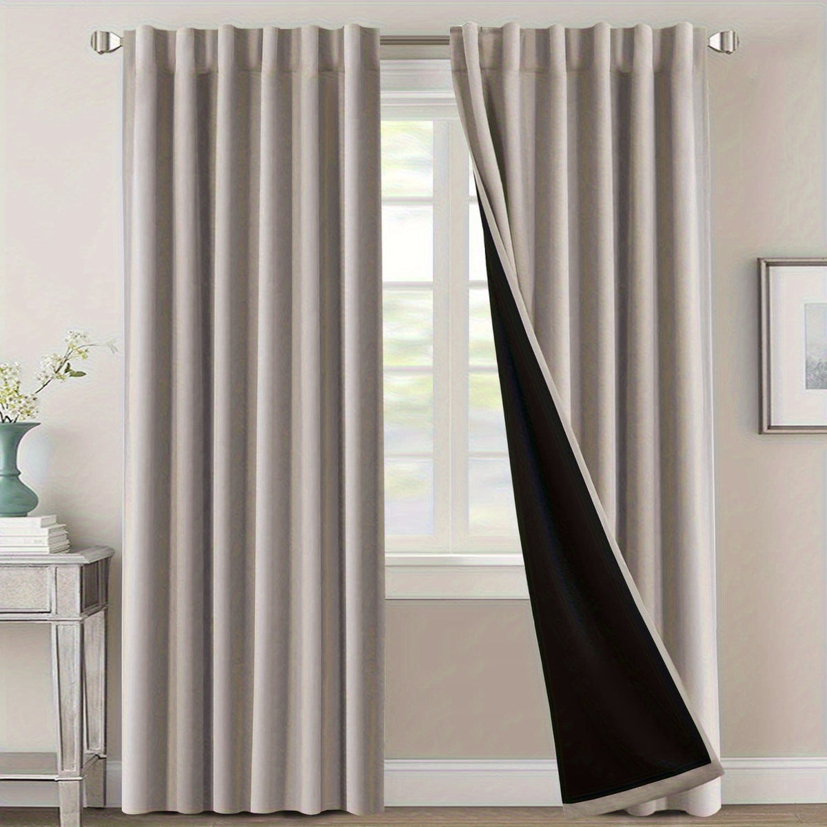 Blackout Curtains 2 Panels 100% Room Darkening 96 Inch Long – Triple Weave Thermal Insulated Back Tab & Rod Pocket Window Drapes for Bedroom & Living Room