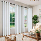 Linen Textured Blackout Curtains 4 Panels – 100% Room Darkening Thermal Insulated Grommet Drapes, Noise Reducing Window Curtains for Bedroom Living Room, 52W x 63/84/95 Inch