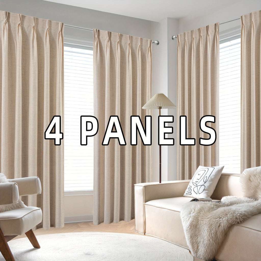 Pinch Pleated Textured Semi-Sheer Curtains – Farmhouse & Modern Rustic, Back Tab | Living Room & Bedroom | 2 Colors, 12 Sizes | Packs of 2 & 4 | Nuvia Haven