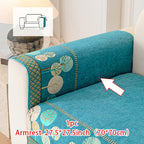 Bohemian Embroidered Sofa Cushion Cover Geometric Tree Leaf Design Pet Friendly Elegant Blue Gold for Living Room Bedroom Office All Sofa Sizes