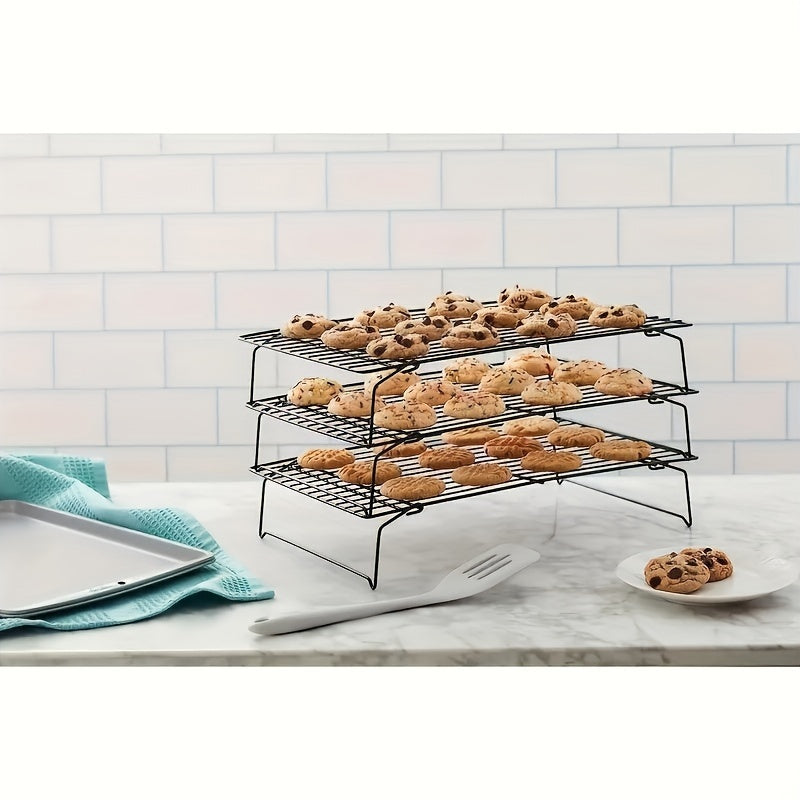 Collapsible Stackable Baking Cooling Racks Set of 3 – Space-Saving Foldable Wire Rack for Cookies, Cakes & Bread | Essential Kitchen Baking Tool