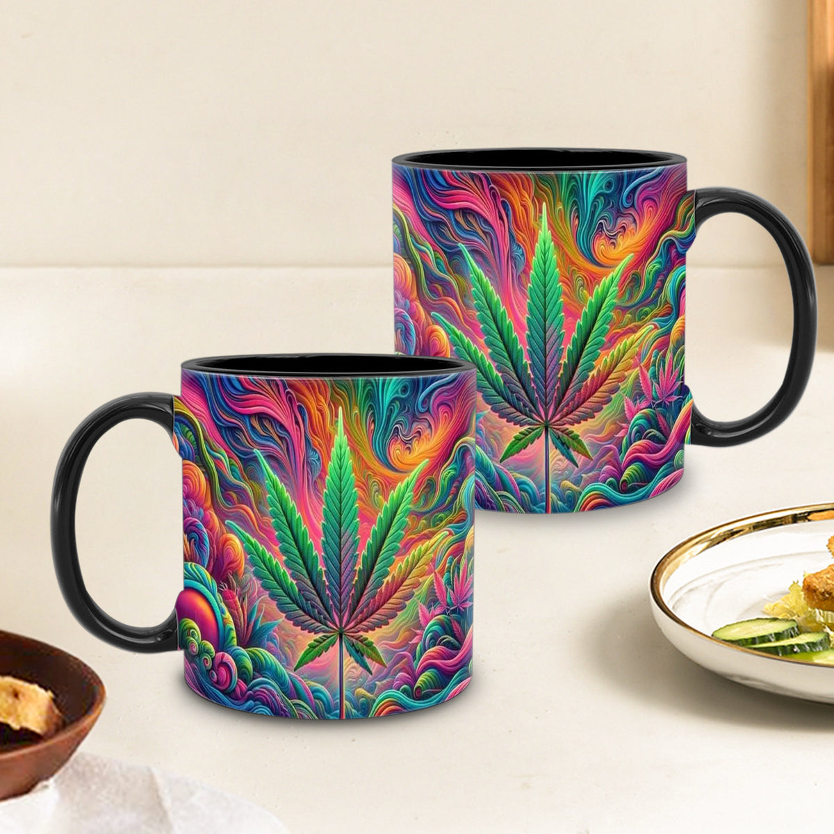 Psychedelic Print Ceramic Coffee Mug 11oz – Vibrant Abstract Art Design Cup for Coffee, Tea & Hot Chocolate | Unique Gift for Friends, Office & Home