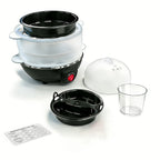 Electric Egg Cooker Steamer 1 or 2 Layer, Auto Shut-Off, Boiled & Soft-Boiled, with Descaling Accessories – Mini Breakfast Machine for Kitchen, Dorm & Office