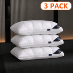 Hotel Quality Bed Pillows - Luxury Soft Polyester Fiber Satin Cover, Deep Sleep Neck Support No-Collapse, Zipper Closure Machine Washable, All-Season, 1/2/3/4-Pack White & Gray