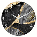 Modern Large Glass Wall Clock with Marble Texture – Silent Non-Ticking, 14, 20 & 24 Inch, AA Battery, Luxury Wall Decor for Living Room, Bedroom, Kitchen & Office, Housewarming Gift